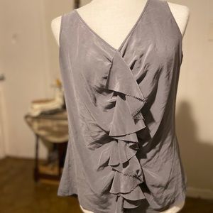 J. Crew Gray ruffle silk tank top